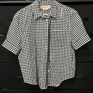 Marni Seersucker Gingham Black and White Shirt